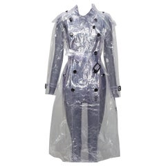 Used rare BURBERRY 2018 transparent clear PVC trench coat raincoat UK6 M
