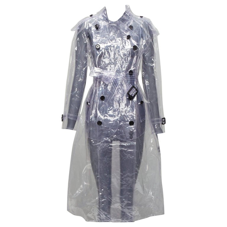 rare BURBERRY 2018 transparent clear PVC trench coat raincoat UK6 M For  Sale at 1stDibs