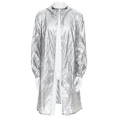 Used new FENDI Nicki Minaj Prints On metallic silver FF Zucca monogram anorak coat L