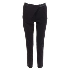 Dion LEE cuir noir taille enveloppante pantalon cropped UK6 XS