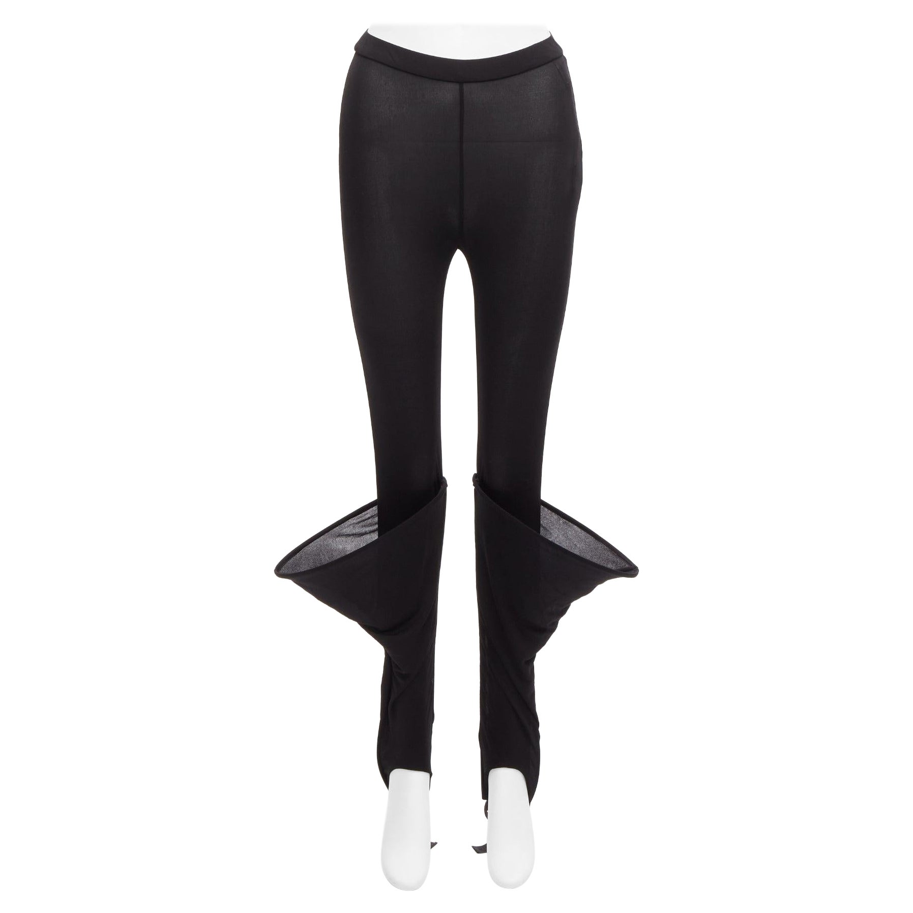 new LOEWE Runway Hoop black 3D cuff semi sheer stirred up legging pants FR36 S en vente