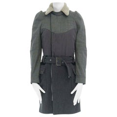UNDERCOVER Manteau à ceinture hybride en laine et cachemire avec col en peau de mouton JP1 S