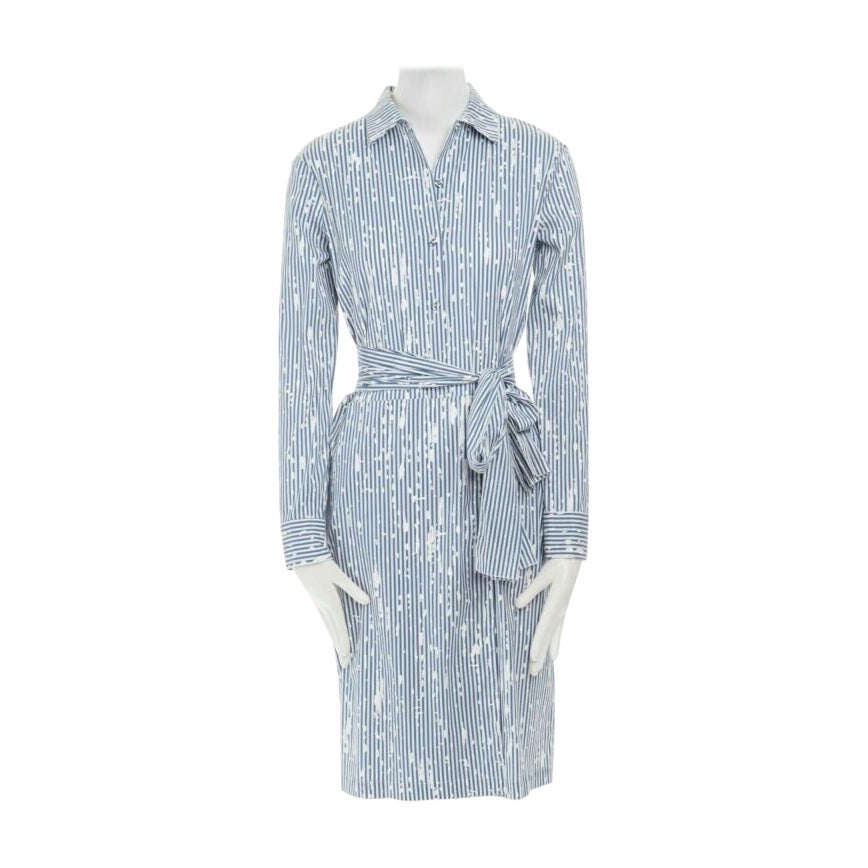 TOMAS MAIER lässiges Kleid mit Gürtel aus Baumwollmischung in Blau und Weiß mit Splatterdruck US0 XS im Angebot