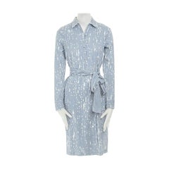 TOMAS MAIER lässiges Kleid mit Gürtel aus Baumwollmischung in Blau und Weiß mit Splatterdruck US0 XS