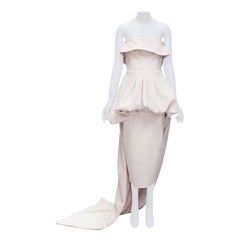 MATICEVSKI 2022 Situational off white strapless peplum top gown skirt AUS10 M