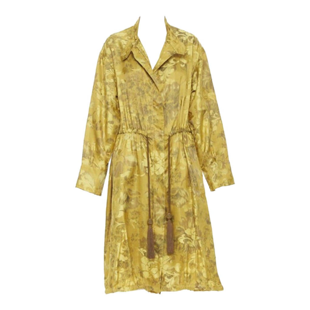 OSCAR DE LA RENTA 2019 100% silk oriental floral tassel drawstring robe coat S For Sale