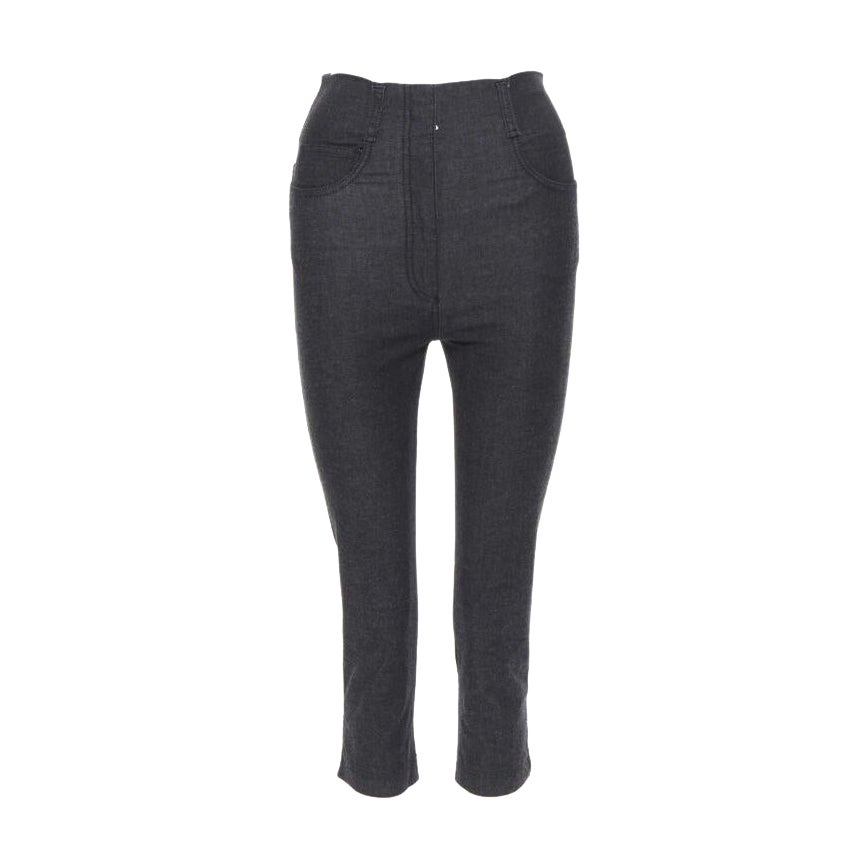 PRADA washed grey cotton high waisted cropped stretch jeans IT38 For Sale