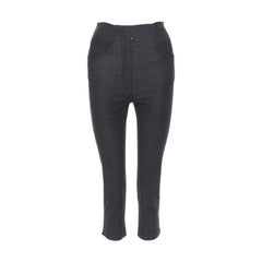 PRADA washed grey cotton high waisted cropped stretch jeans IT38