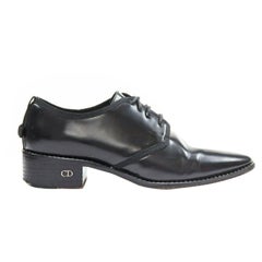 CHRISTIAN DIOR black leather grosgrain trimmed laced crystal outsole oxford EU38