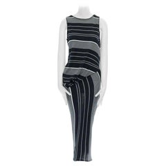 new STELLA MCCARTNEY black white stripe knit draped waist stretch dress IT38 XS