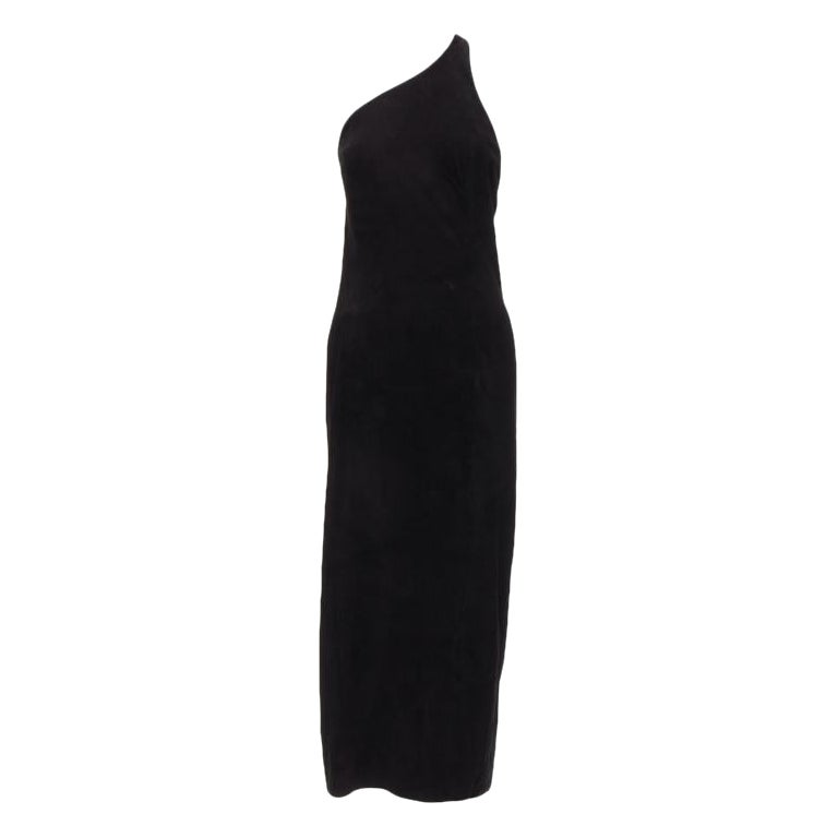 rare GUCCI TOM FORD suede leather gold clasp buckle backless pencil dress IT42 M For Sale
