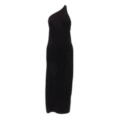 rare GUCCI TOM FORD suede leather gold clasp buckle backless pencil dress IT42 M