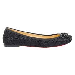 CHRISTIAN LOUBOUTIN Rosella black sheared fur square toe ballet flats EU35.5