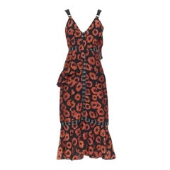 nuovo Proenza Schouler SS18 nero rosso floreale jacquard gancio occhio volant US4