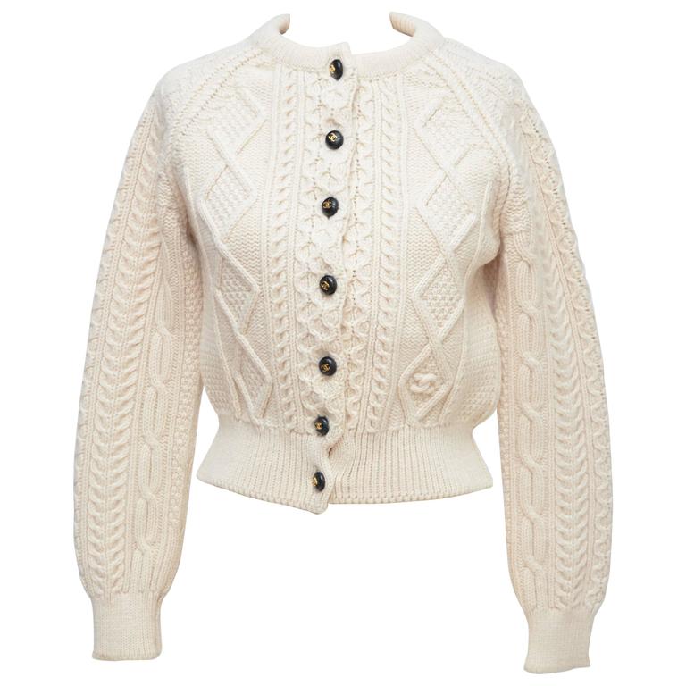 wool cable knit cardigan