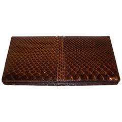 Vintage Handsome 1980's Neiman Marcus Brown Snakeskin Wallet