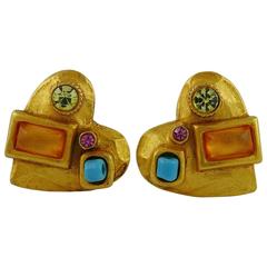 Christian Lacroix Vintage Jewelled Heart Clip-On Earrings 8