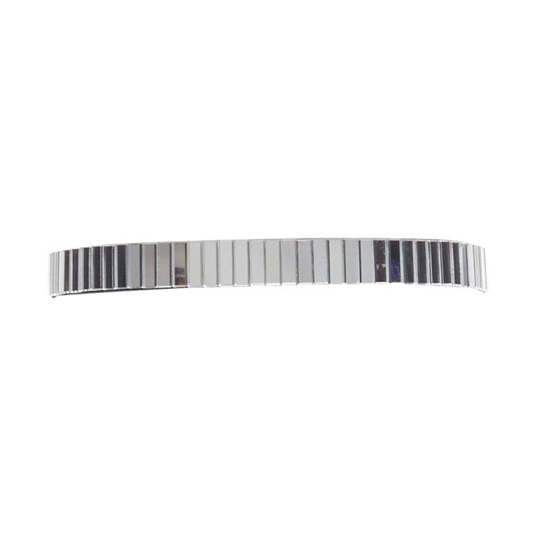 TOGA ARCHIVES silver mirrored acrylic tiles black leather elasticated belt For Sale