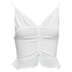 REFORMATION Hall white polka dot V neck retro ruched tank top US0 XS