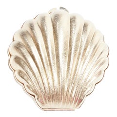 rare LANVIN Art Deco Seashell métallique or acrylique minaudiere box clutch bag