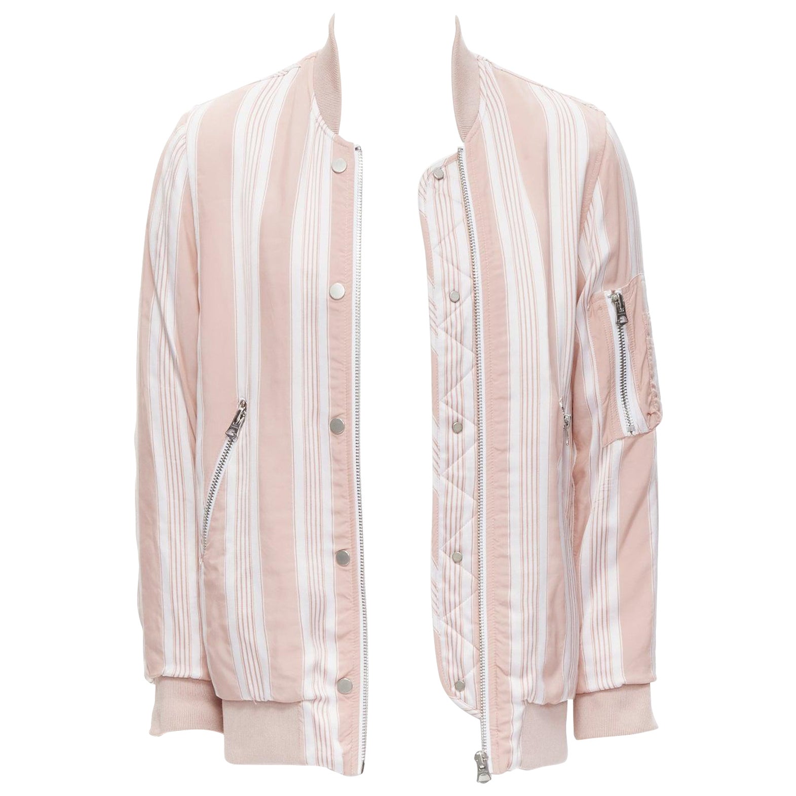 ACNE STUDIOS Varden 2016 pink white striped padded bomber jacket FR34 XS For Sale
