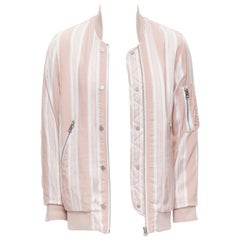 ACNE STUDIOS Varden 2016 blouson bombardier matelassé à rayures roses et blanches FR34 XS