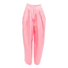 VIKA GAZINSKAYA pink cotton high waist pleated balloon wide leg pants FR38 M