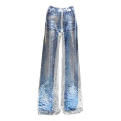 PONY STONE THAILAND Silber Tromp Loeil Jeans mit Pailletten und weitem Bein US2 S