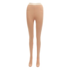 MAISON MARGIELA champagne gold dipped back waistband nude tights FR40 L