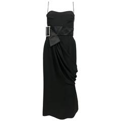 Valentino Silk-Blend Black Evening Dress With Buckle Details - 21st Century