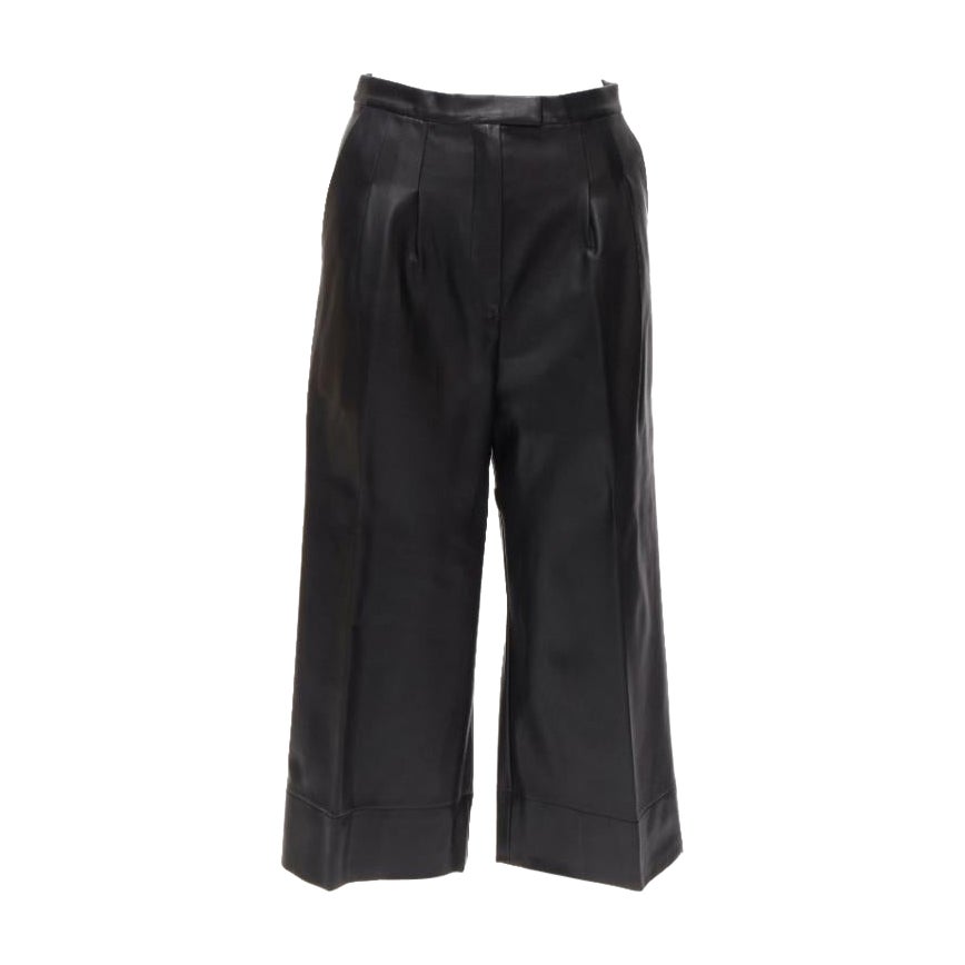 HEIDI MERRICK genuine leather pleated high waist cropped culotte pants US2 S For Sale