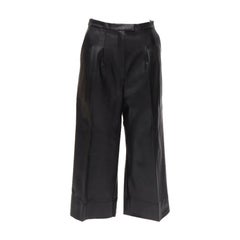 HEIDI MERRICK Pantalon culotte court plissé taille haute en cuir véritable taille US2 S