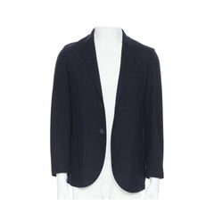 HARRIS WHARF 100% wool navy blue unstructured 3-pocket casual blazer EU46 S