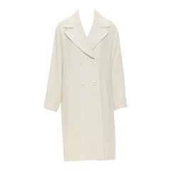 GIANFRANCO FERRE STUDIO manteau double boutonnage en crêpe de laine ivoire IT42 M