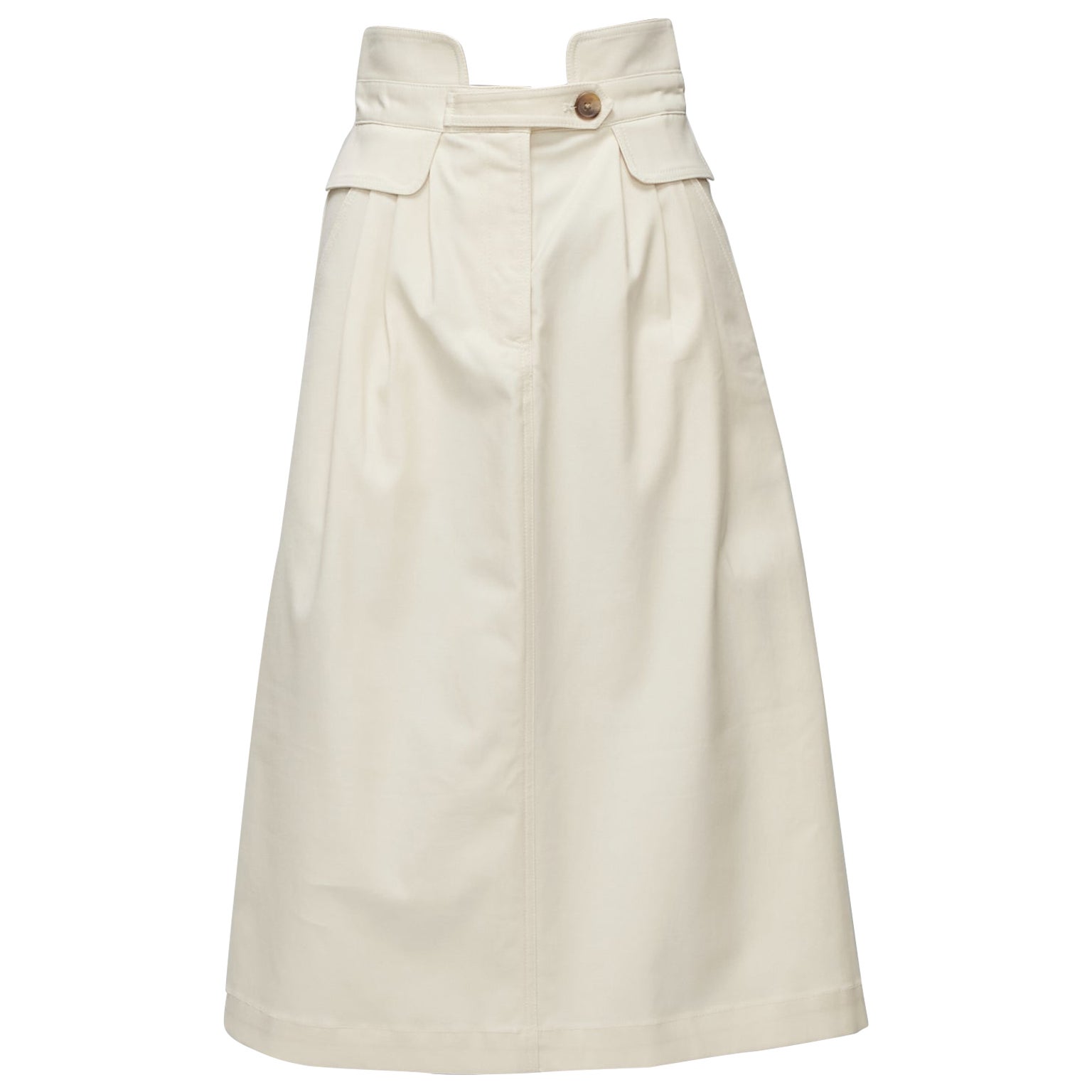 SEA NEW YORK cotton peplum pocket flap belt waist A-line worker skirt US0 XS For Sale