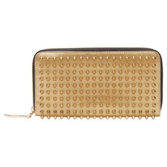 Used CHRISTIAN LOUBOUTIN Panettone gold studded leather zip around long wallet