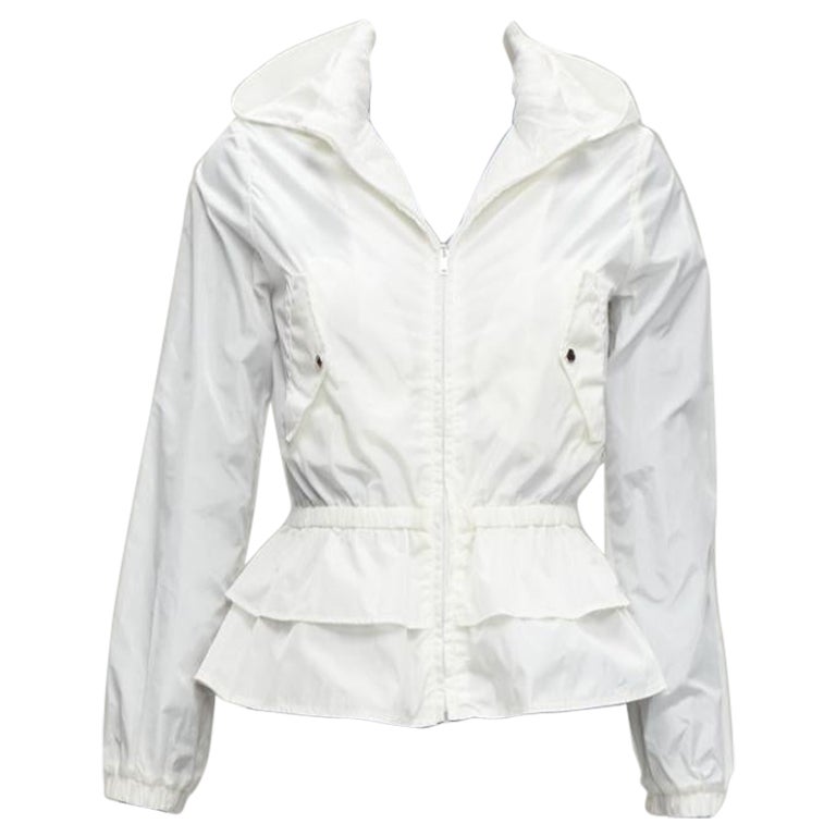 new GUCCI Kidswear ivory GG monogram logo peplum hooded jacket 12Y For Sale