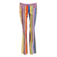 DOLCE GABBANA 2002 Vintage Runway rainbow suede patchwork straight pants Gisele