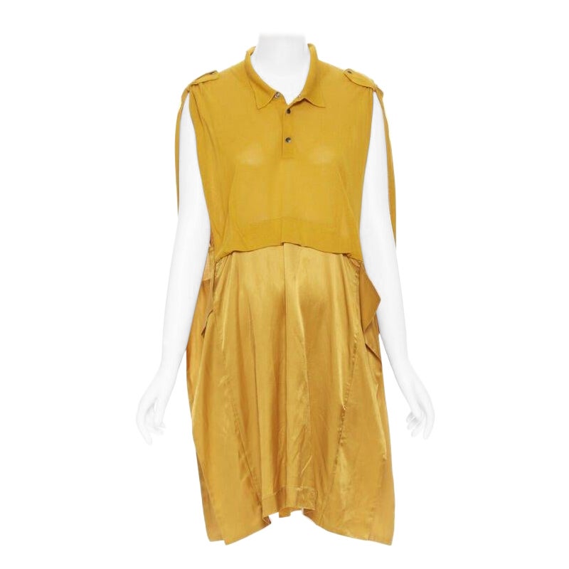 TOGA ARCHIVES mustard yellow knit polo draped skirt boxy casual dress JP1 M For Sale