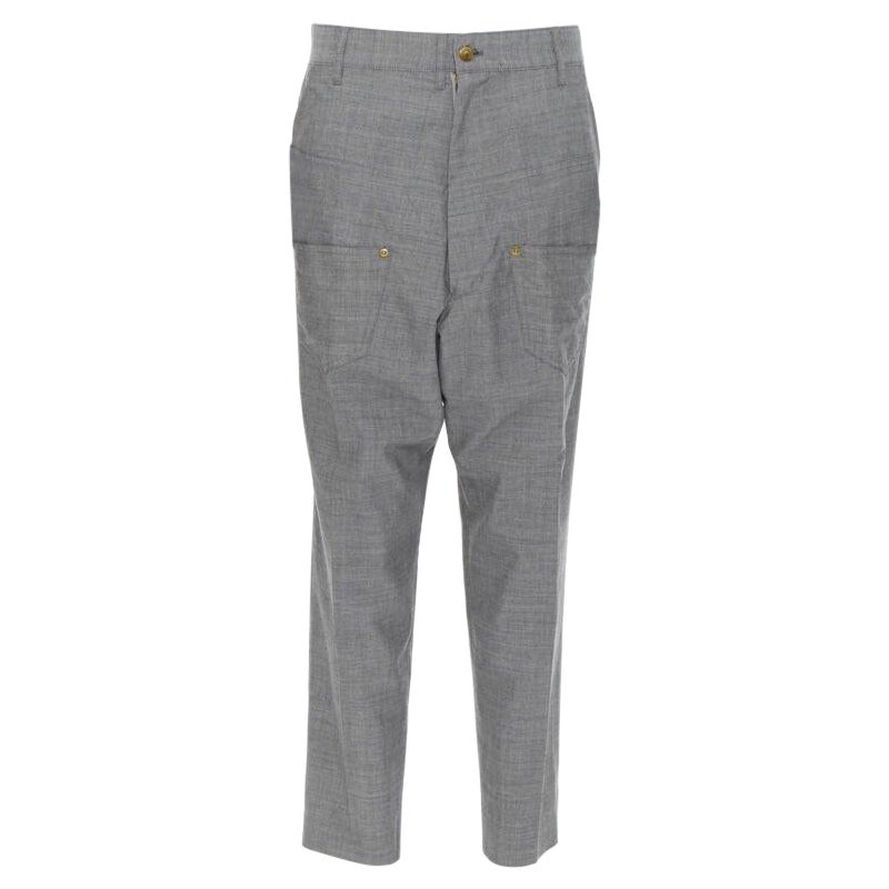 MERCIBEAUCOUP grey wool reversed back to front dropped crotch trousers JP3 L For Sale