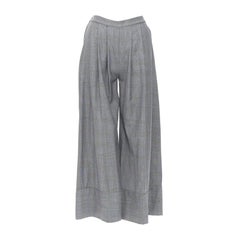 MICHAEL LO SORDO 100% wool grey herringbone check wide cuff wide pants UK6