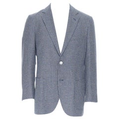 TOMORROWLAND blue white wool blend double button blazer jacket EU50 L