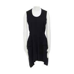 COMME DES GARCONS Vintage AW94 black wool raw edge slit sides tie back dress M