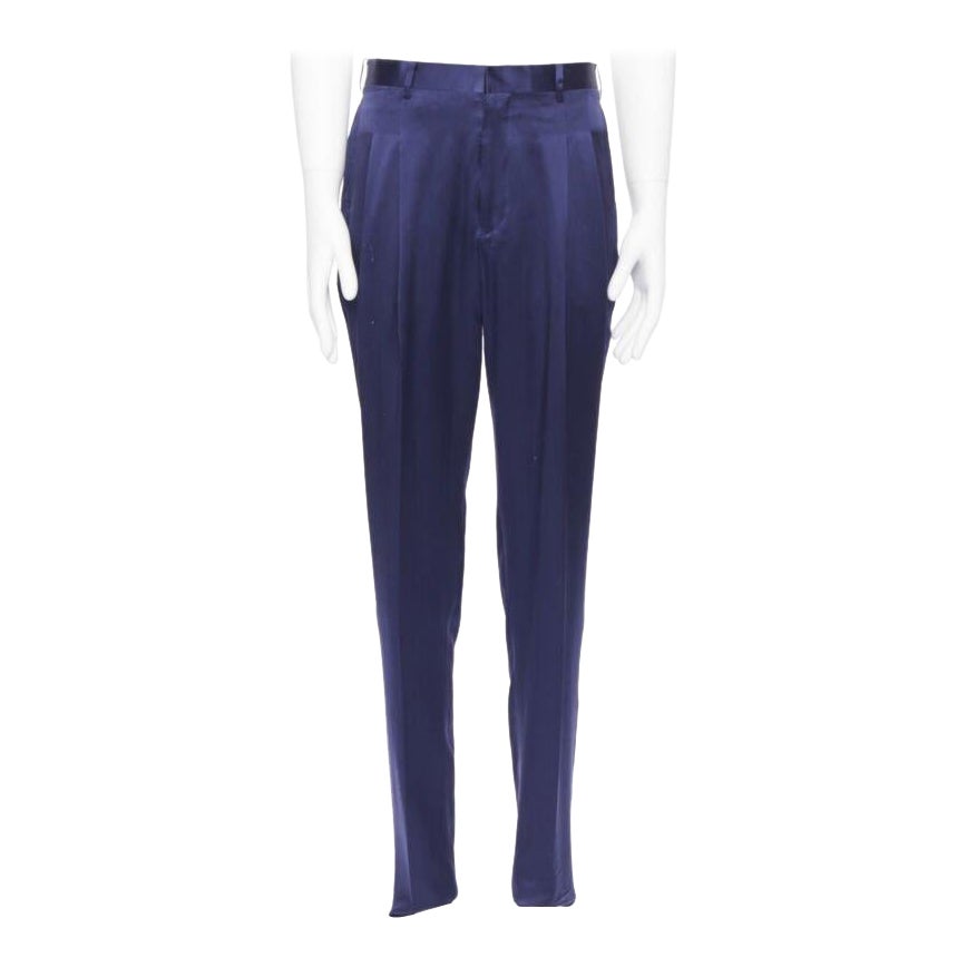 JOHN LAWRENCE SULLIVAN rich royal blue viscose dual pleat trousers pants 30" For Sale