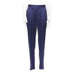 JOHN LAWRENCE SULLIVAN rich royal blue viscose dual pleat trousers pants 30"