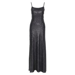 Used new BCBG Gisselle black matte sequins embellished spaghetti strap maxi gown XS