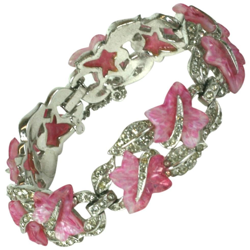 Marcel Boucher Molded Glass and Paste Bracelet For Sale