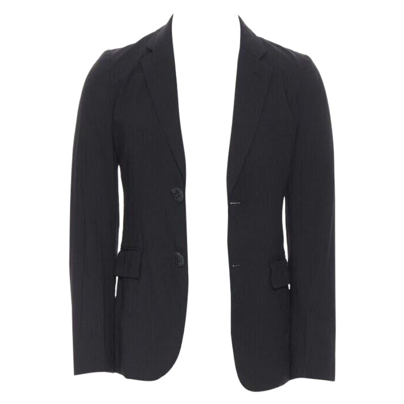 new COMME DES GARCONS HOMME PLUS black check rubber buttons blazer jacket XS For Sale