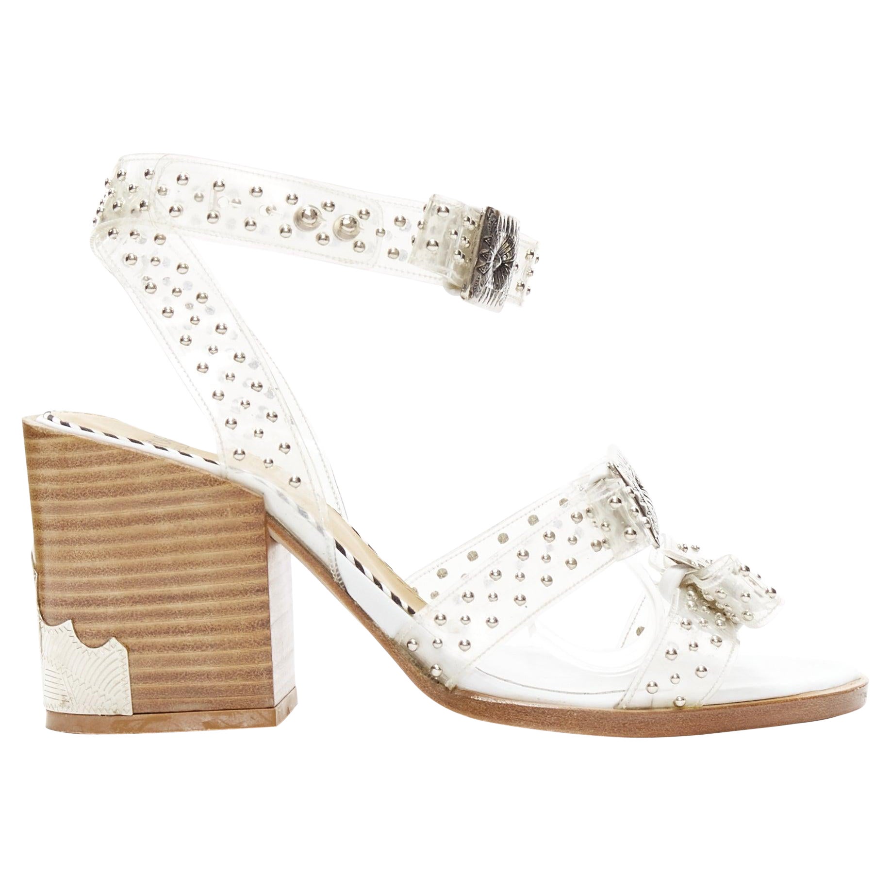 TOGA ARCHIVES clear PVC silver stud wester buckle chunky sandals EU39 For Sale