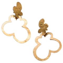 Herve van der Straeten Gilded Brass Cutout Butterfly Clip Earrings